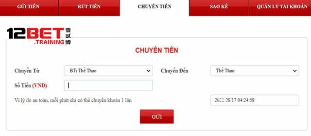 Chuyển số dư về tài khoản chính